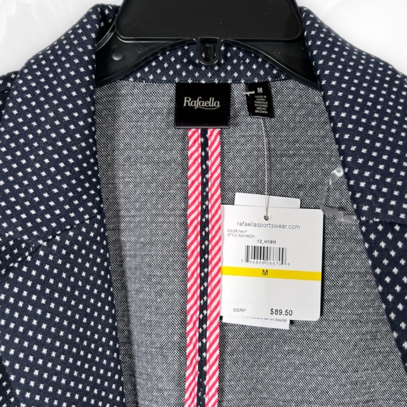 Rafaella Blazer Blue White Print Unlined Long Sleeve Jacket All-Seasons Sz M Med - Picture 3 of 11